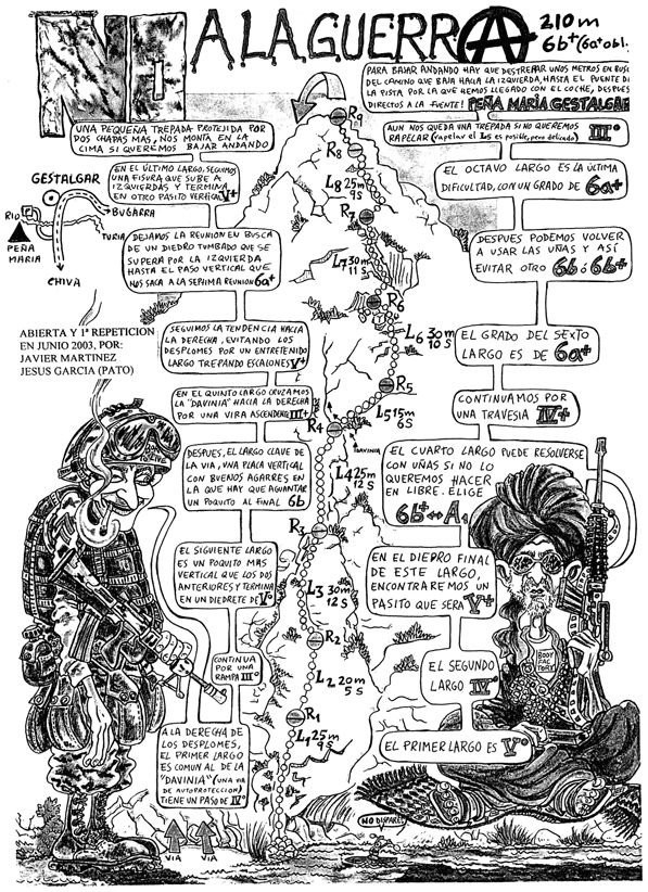 Croquis de la vía  - Graciosa reseña dibujada a mano con cómic incluido de esta magnífica vía. 