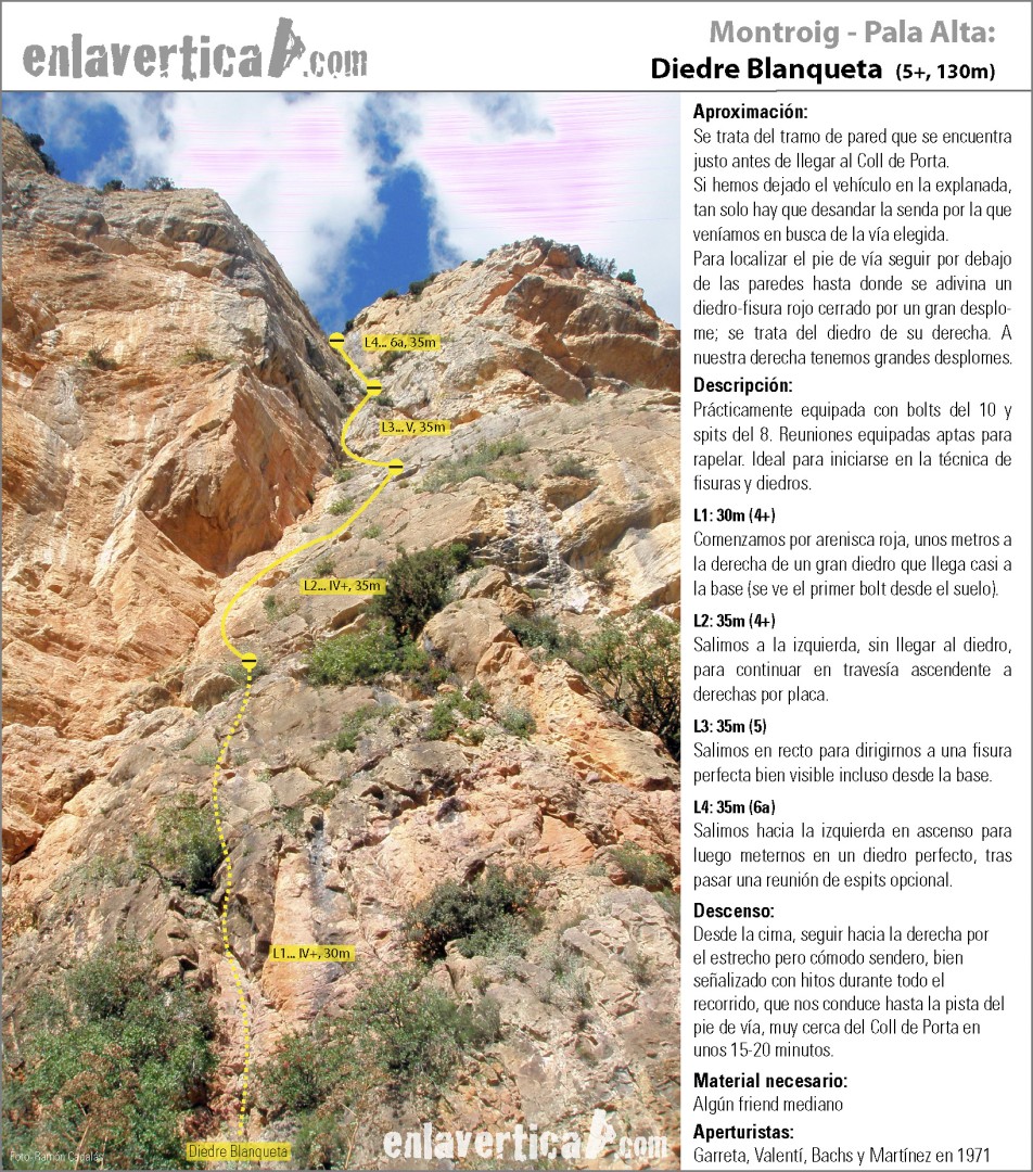 Croquis Diedre Blanqueta  - Reseña del Diedre Blanqueta. Ideal para iniciarse en la técnica de fisuras y diedros.
 