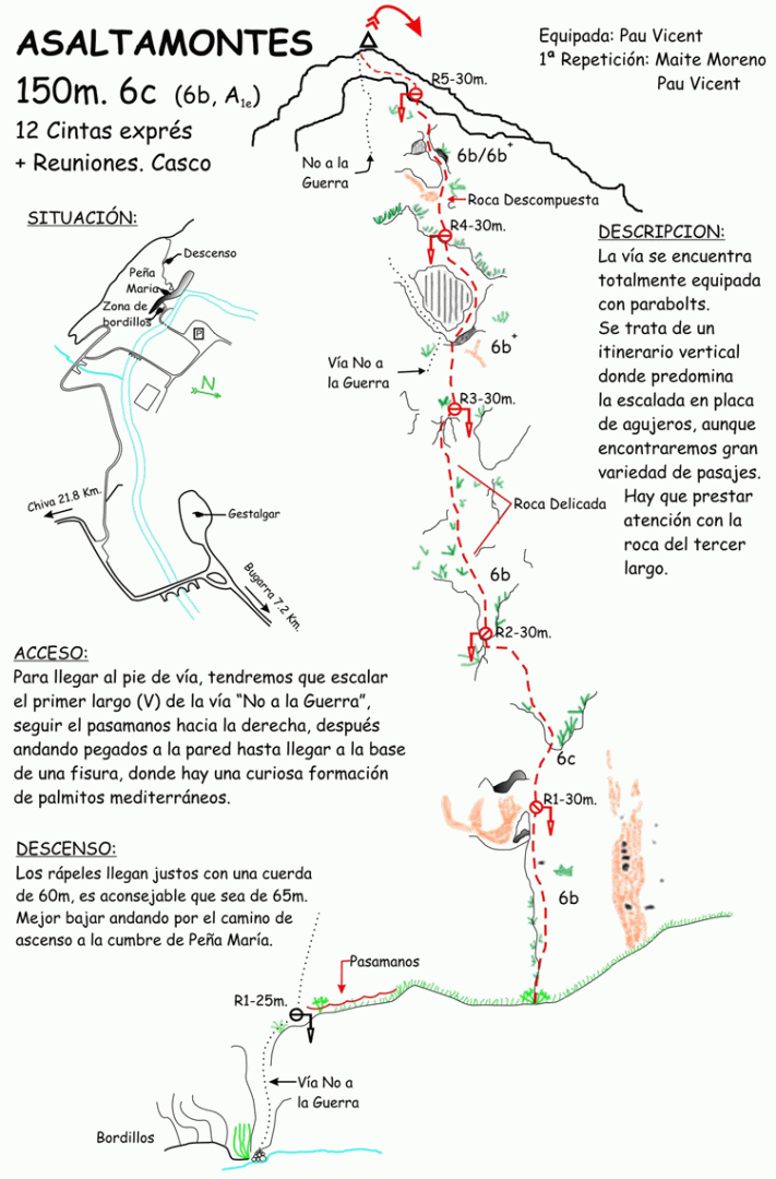 Croquis de la vía Asaltamontes 