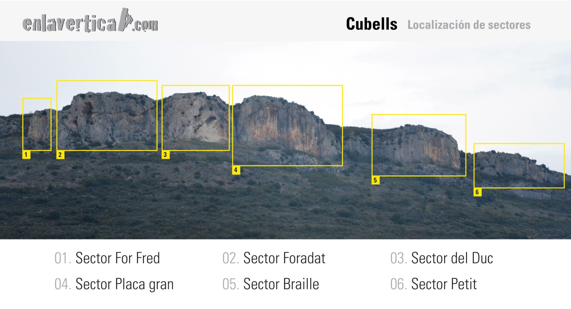 Croquis sectores Cubells  - Reseña con la localización de los sectores de Cubells 