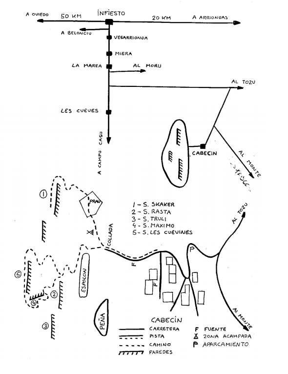 Croquis Escuela La Marea  - Croquís de la Escuela de Cabecín "La Marea"
por Jorge Morán (1994) 