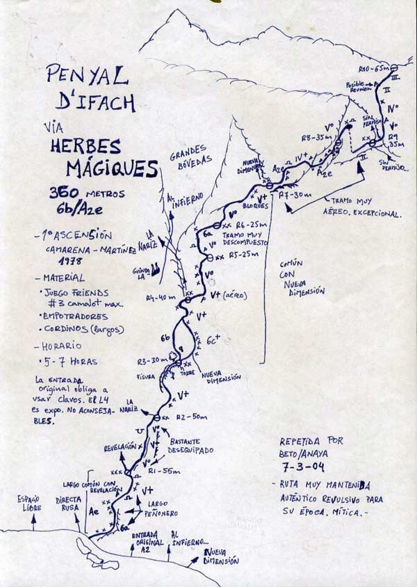 Croquis de la vía Herbes Màgiques 