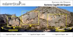 Croquis Cagalló del Gegant  - Reseñas de la localización de los subsectores del Cagalló del Gegant.
 
