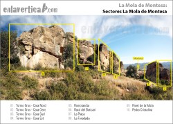 Croquis Sectores Montesa  - Reseña de algunos de los sectores de la escuela La Mola de Montesa. 