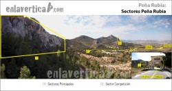 Croquis sectores Peña Rubia  - Reseña de los sectores y acceso a la escuela de escalada de Peña Rubia.
 