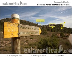 Croquis sectores Peñas de Marín NO   - Reseña de los sectores noroeste de la escuela de escalada Peñas de Marín. 
