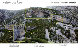 Croquis sectores Mascún  - Reseña de algunos de los sectores del Mascún en Rodellar 