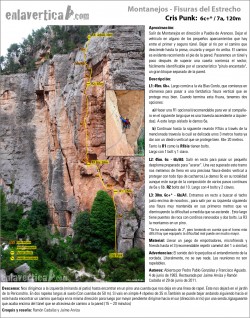 Croquis Cris Punk  - Croquis y reseña de la vía Cris Punk en Montanejos, Restaurada por Jaime Arviza y Ramón Cadalàs el 4/6/2011. 