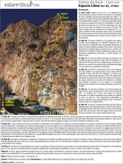 Croquis Espacio Libre  - Reseña de Jaime Arviza de la vía Espacio Libre (6c/A2 310m.) en el Peñón de Ifach. 