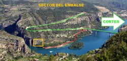 Acceso sector del embalse  - Tomar el desvío a la derecha, justo antes de entrar en el puente, y seguir por la orilla del pantano hasta el final.  