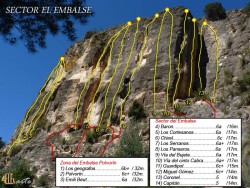 Reseñas sector del embalse  - Reseñas extraídas de la web www.elev-arte.com
Aviso: Algunas vías son algo más difíciles de lo que pone aquí. (Medio punto) 