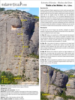 Croquis Tintin a les Moles  - Reseña de la vía Tintin a les Moles en la zona de escalada Moles del Don en el Estret d'Arnés 