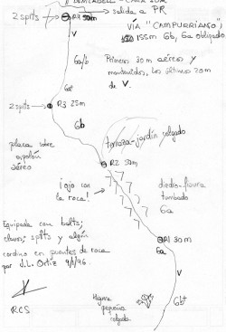 Croquis de la Campurriano  - Reseña dibujada a mano por Ramón Cadalàs tras su repetición, junto a Loli Puig, el 8 de diciembre de 2009. 