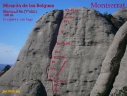 Croquis de la vía Montpart  - Reseña sobre fotografía de la vía Montpart a la Miranda de les Boïgues. 