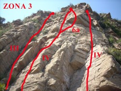Peñas de Guaita (Zona 3)  - Vías en la Zona 3 