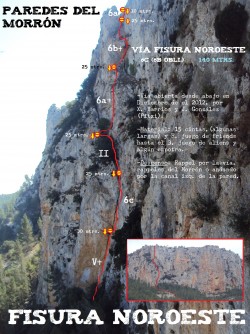 Croquis de la Fisura Noroeste  - Reseña sobre fotografía a color de la fisura Noroeste en el camino a las paredes del Morrón. 