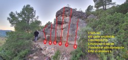  Chera Frankenstein  - Primeros blokes de la izquierda de arriba del Frankestein, volver por la carretera hacia el Pueblo con los craspad y ascender por la senda que os encontrareis a la derecha, a 80 metros siguiendo  la senda vereis los monolitos hechos con piedras. 